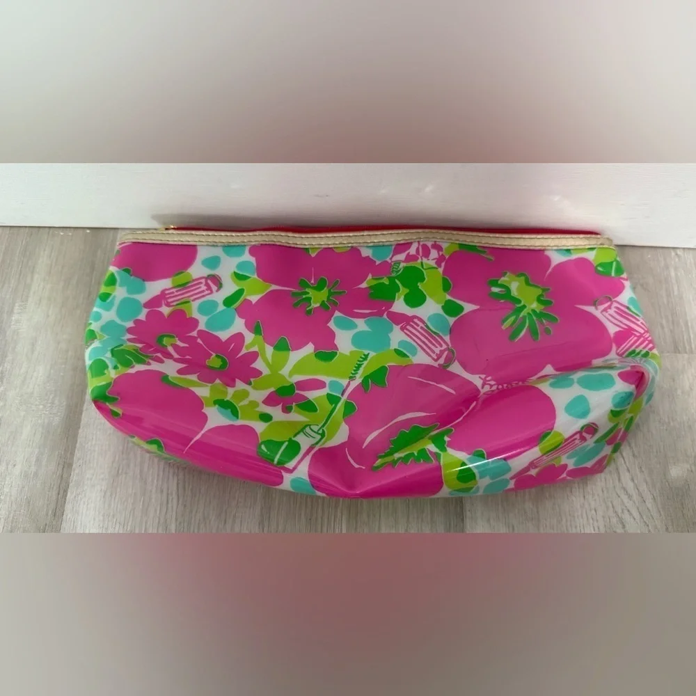Lilly Pulitzer for Estee Lauder Cosmetic Bag Floral Print Pink Green Teal Pouch